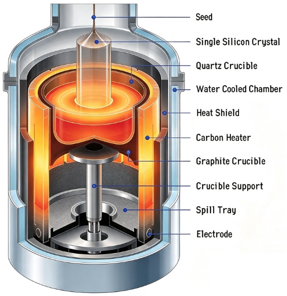 CZ crystal pulling process